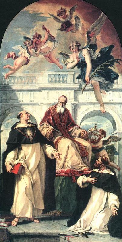 RICCI, Sebastiano St Pius, St Thomas of Aquino and St Peter Martyr Norge oil painting art